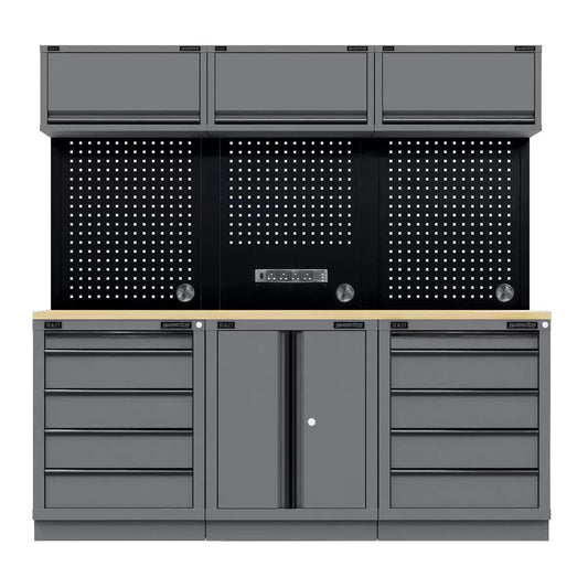Sealey APMSBESTACK04WW Superline PRO Black Edition Storage System with Rubber Wood Worktop 2.04m