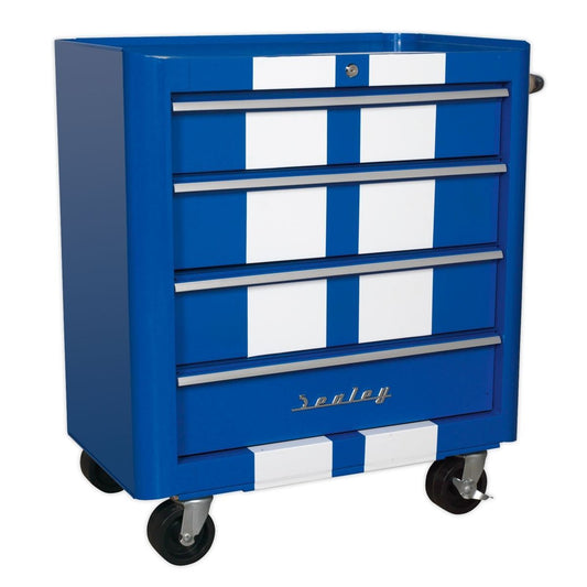 Sealey AP28204BWS 4 Drawer Retro Style Rollcab Blue with White Stripes