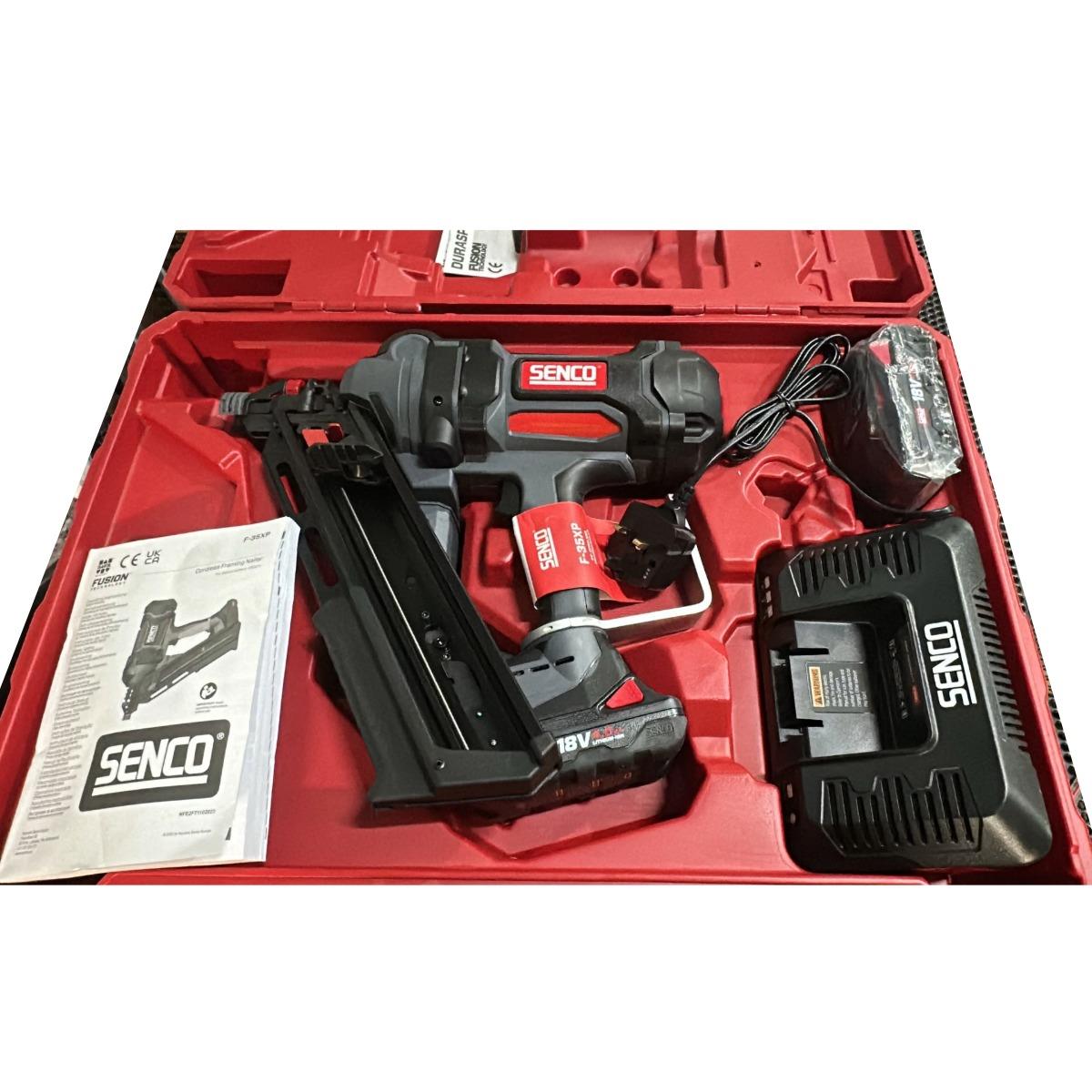 Senco F-35XP 2.0 Fusion 18V First Fix Framing Nailer with 2 x 3.0Ah Battery Charger & Case - 10G2003N Item Condition Box Opened Never Used