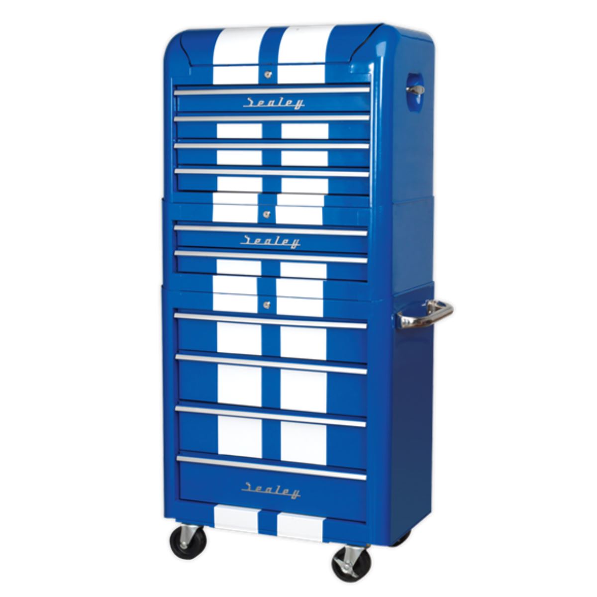 Sealey AP28COMBO2BWS 10 Drawer Retro Style Rollcab Blue and White