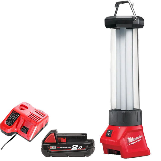 Milwaukee M18LL-0 18V LED Lantern Light with 1 x 2.0Ah Battery & Charger