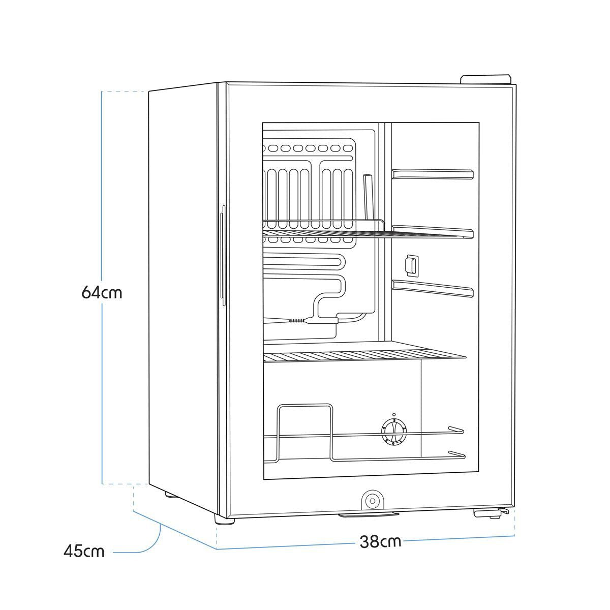 Sealey DH62 Baridi Drinks Fridge with LED Light & Glass Door 60L Black