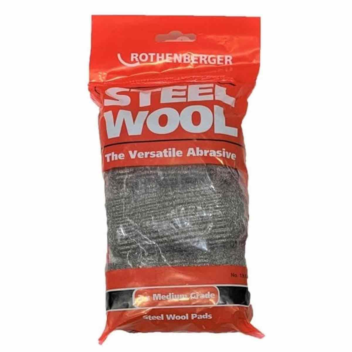 Rothenberger Steel Wool Pads Medium Grade Pack of 3 For Cleaning 130004