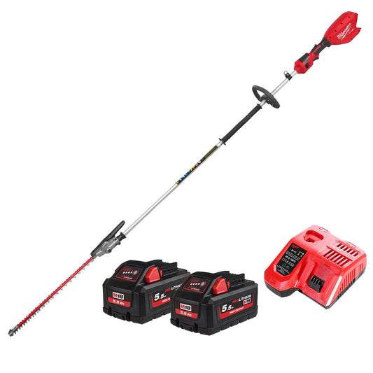 Milwaukee M18FHETE27-0 M18 18V Brushless Pole Hedge Trimmer With 2 x 5.5Ah Battery & Charger