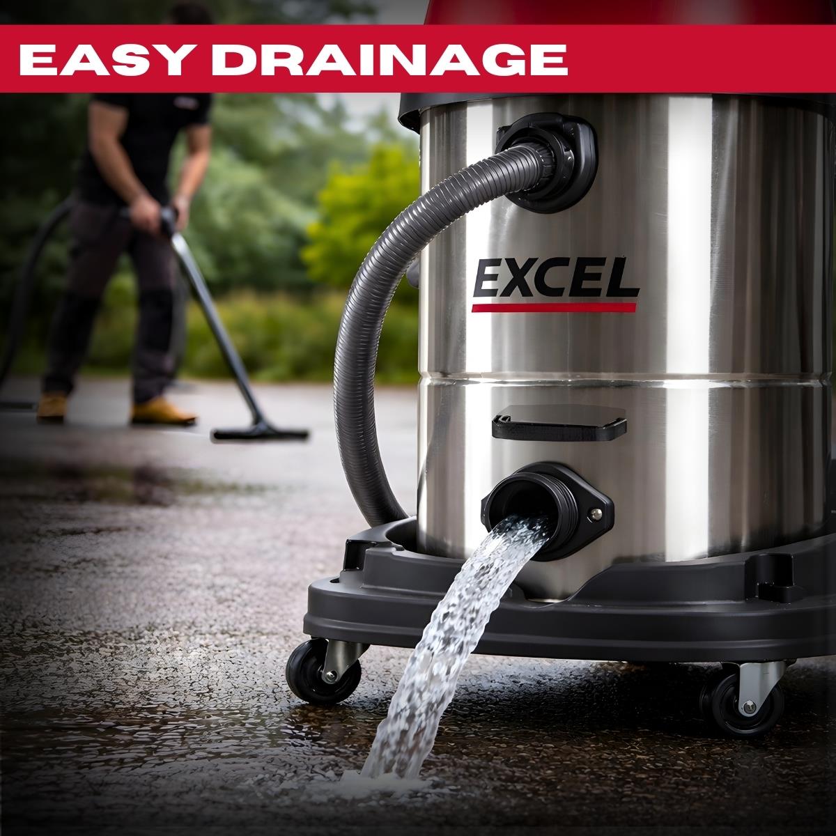 Excel 100L Wet & Dry Vacuum Cleaner 3000W/230V