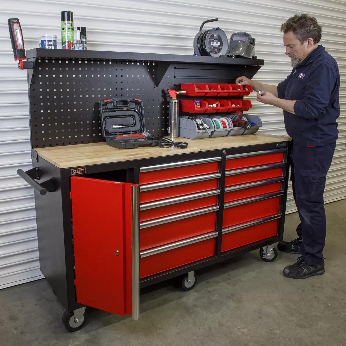 Sealey AP6310 10 Drawer Mobile Workstation with Backboard