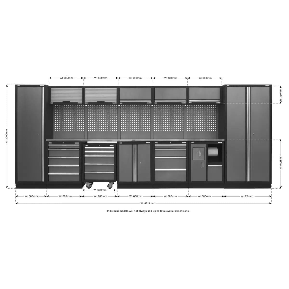 Sealey APMSSTACK01SS Superline PRO 4.9m Storage System Stainless Worktop