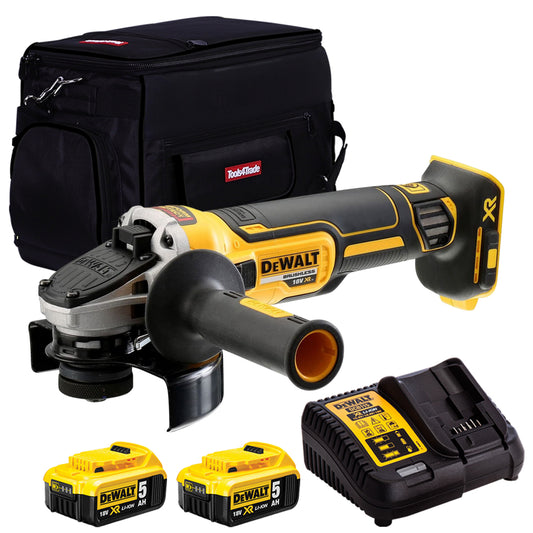 DeWalt DCG405P2B 18V Li-ion 125mm Brushless Angle Grinder with 2 x 5.0Ah Batteries & Charger