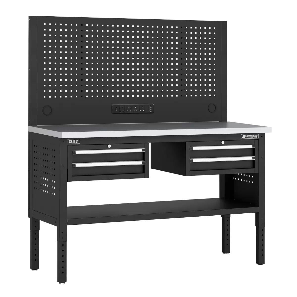 Sealey APMWB60COMBO3SS Superline PRO Modular Workbench with 4 Drawers Stainless Steel Worktop 1525mm