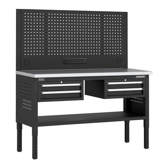 Sealey APMWB60COMBO3SS Superline PRO Modular Workbench with 4 Drawers Stainless Steel Worktop 1525mm