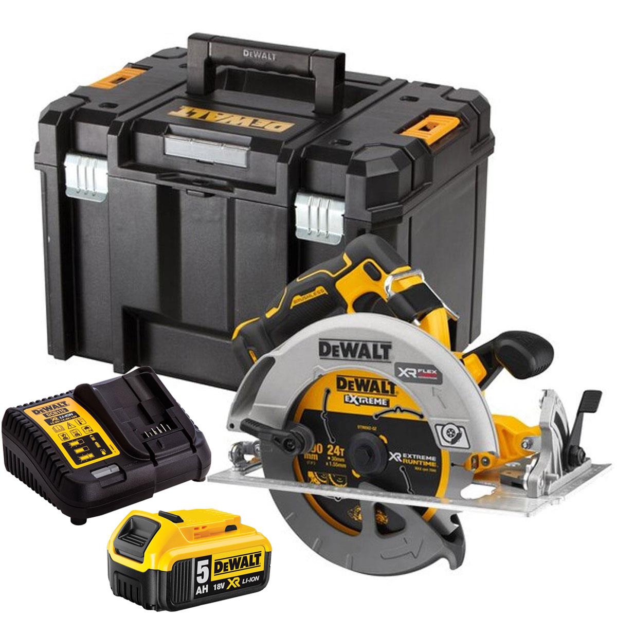 Dewalt DCS573NT 18V XR FlexVolt Brushless Circular Saw With 1 x 5.0Ah Battery Charger & Case