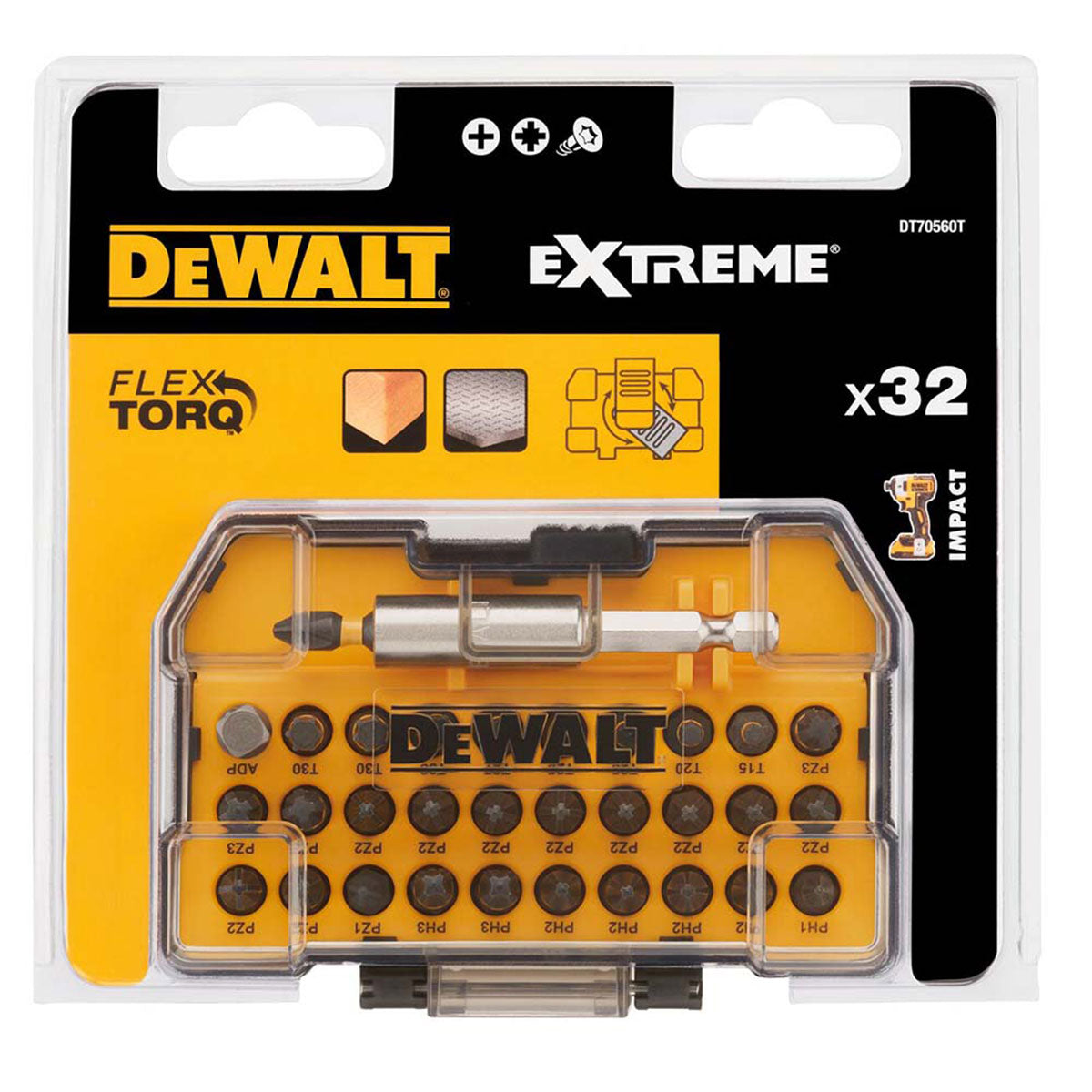 DeWalt 32 Piece FlexTorq Impact Screwdriver and Drill Bit Set in