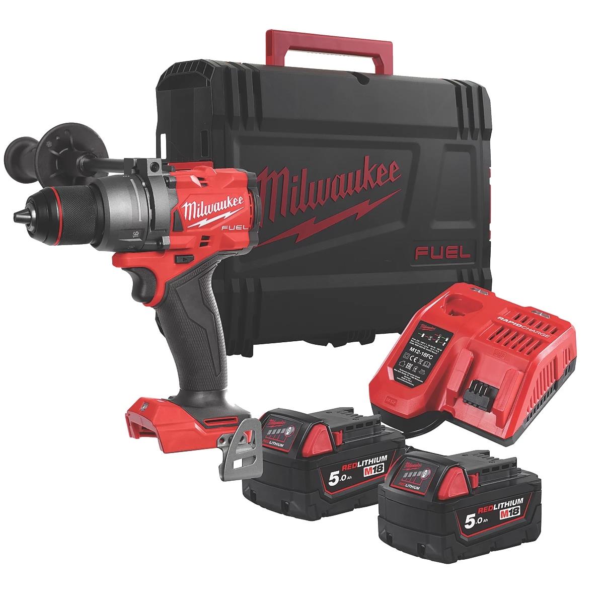 Milwaukee M18 FPD3-502X 18V Fuel Brushless Combi Drill with 2 x 5.0Ah Batteries, Charger & Case 4933479861