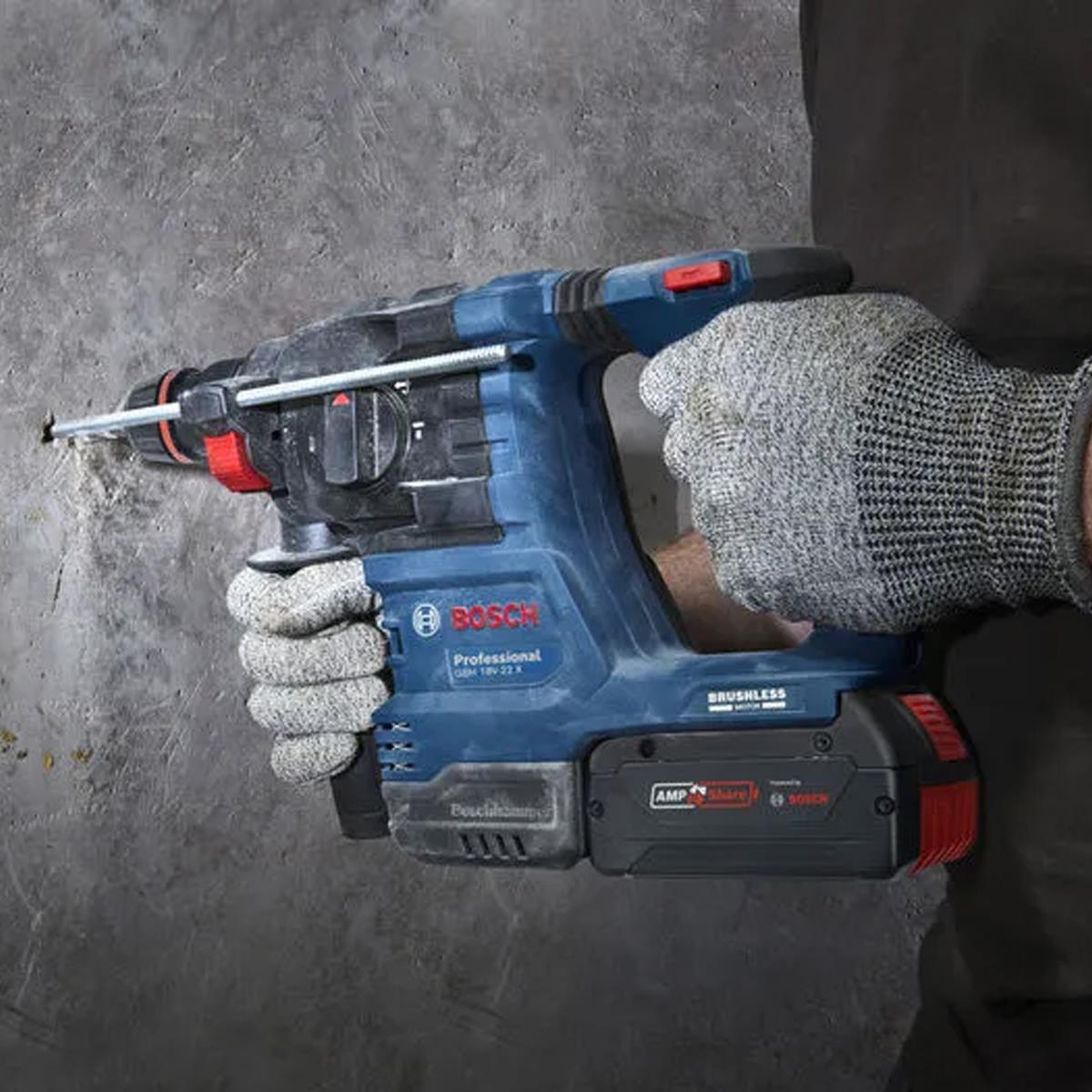 Bosch GBH 18V-22 X 18V Brushless SDS+ Rotary Hammer Drill with 2 x 5.0Ah Battery, Charger & Case 0611924171
