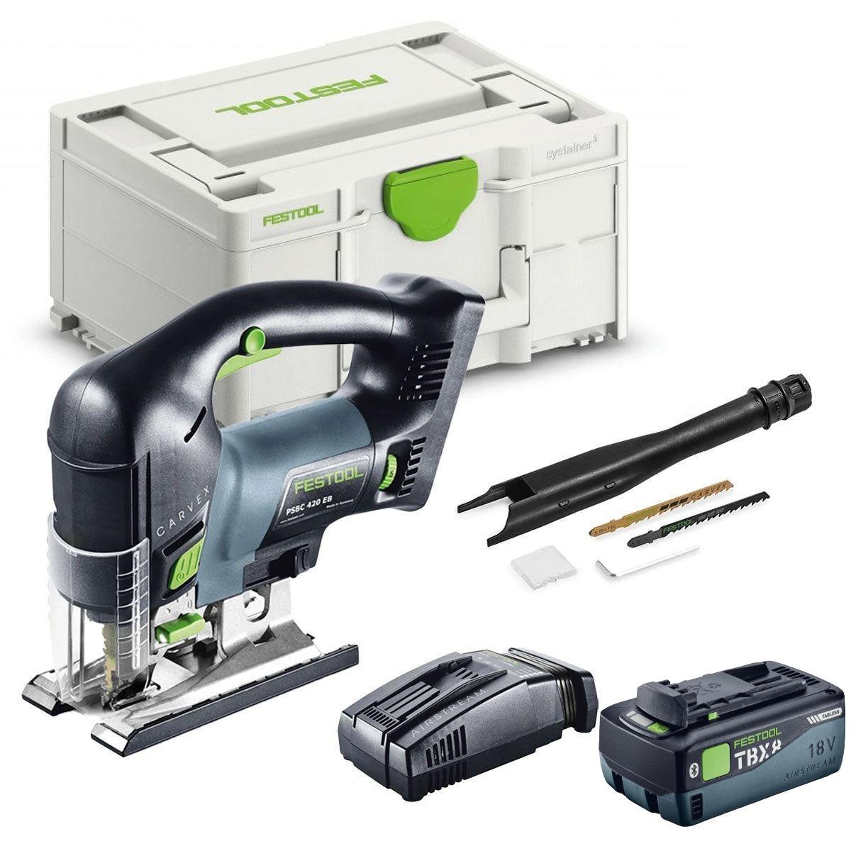 Festool PSBC 420 EB-Basic GB 18V Brushless Pendulum Jigsaw with 1 x 8.0Ah Battery Charger & Case