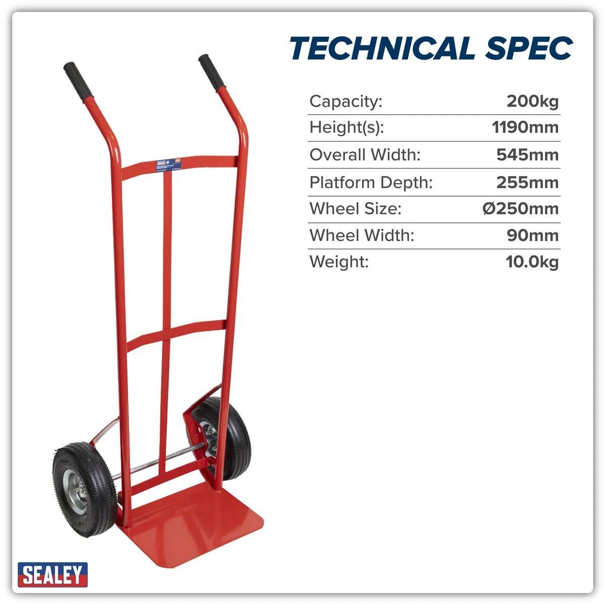 Sealey CST987 Sack Truck with Pneumatic Tyres 200kg Capacity
