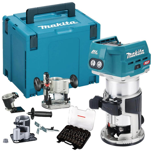 Makita RT001GZ16 40Vmax XGT Brushless Router Trimmer With 35 Piece Cutter Set