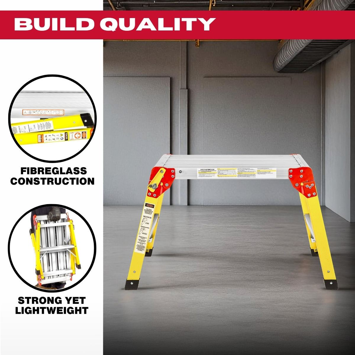 Excel Fibreglass Work Bench Platform Heavy Duty Folding Hop Up 300mm x 600mm