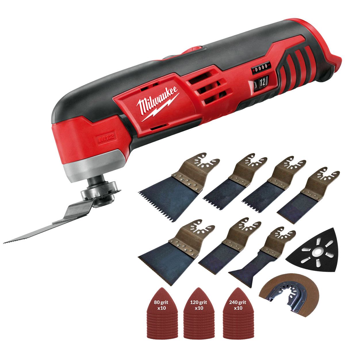 Milwaukee M12C12MT-0 M12 12V Sub Compact Multi-Tool Body with 39 pieces Accessories Set