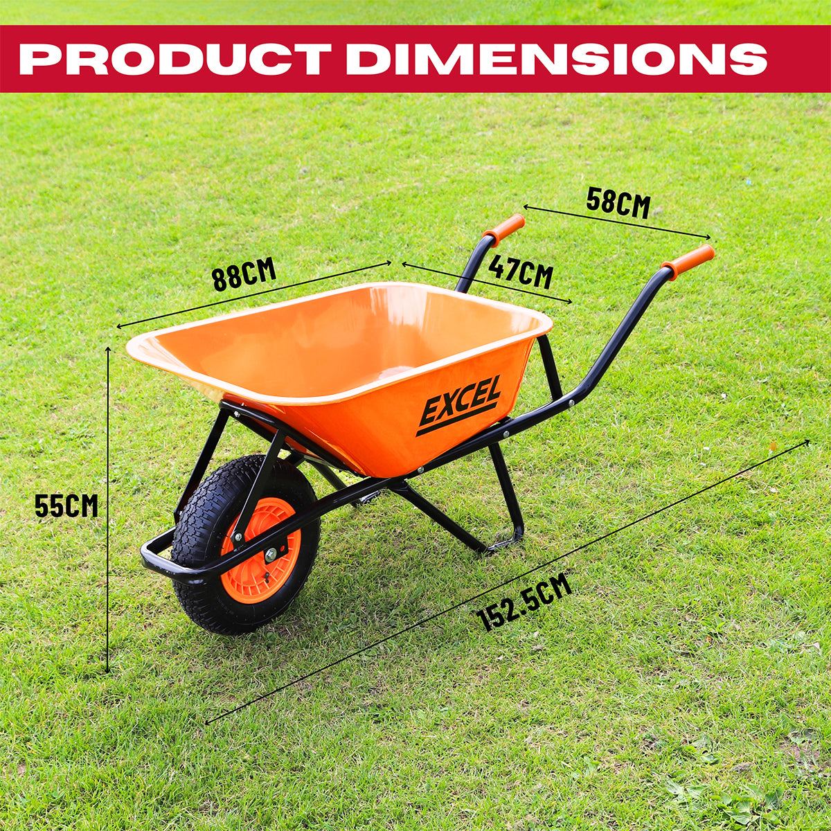Excel Heavy Duty  Wheelbarrow with Galvanized Steel Tray