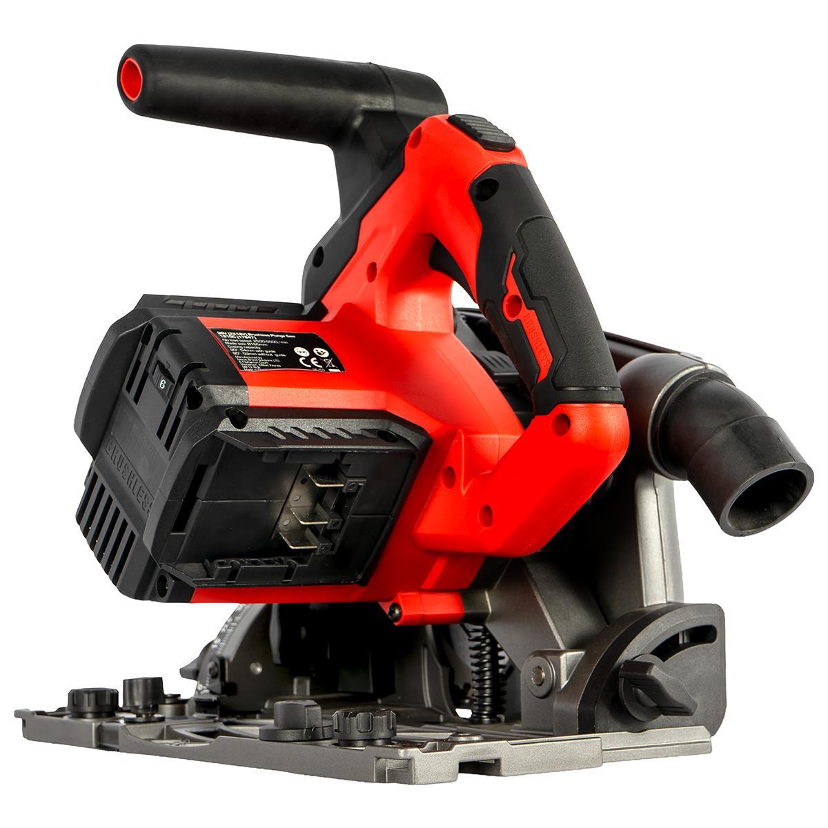 Excel 36V Brushless 165mm Plunge Saw with 2 x 5.0Ah Battery, Charger, Tool Bag, Blade & Guide Rail Accessories Set