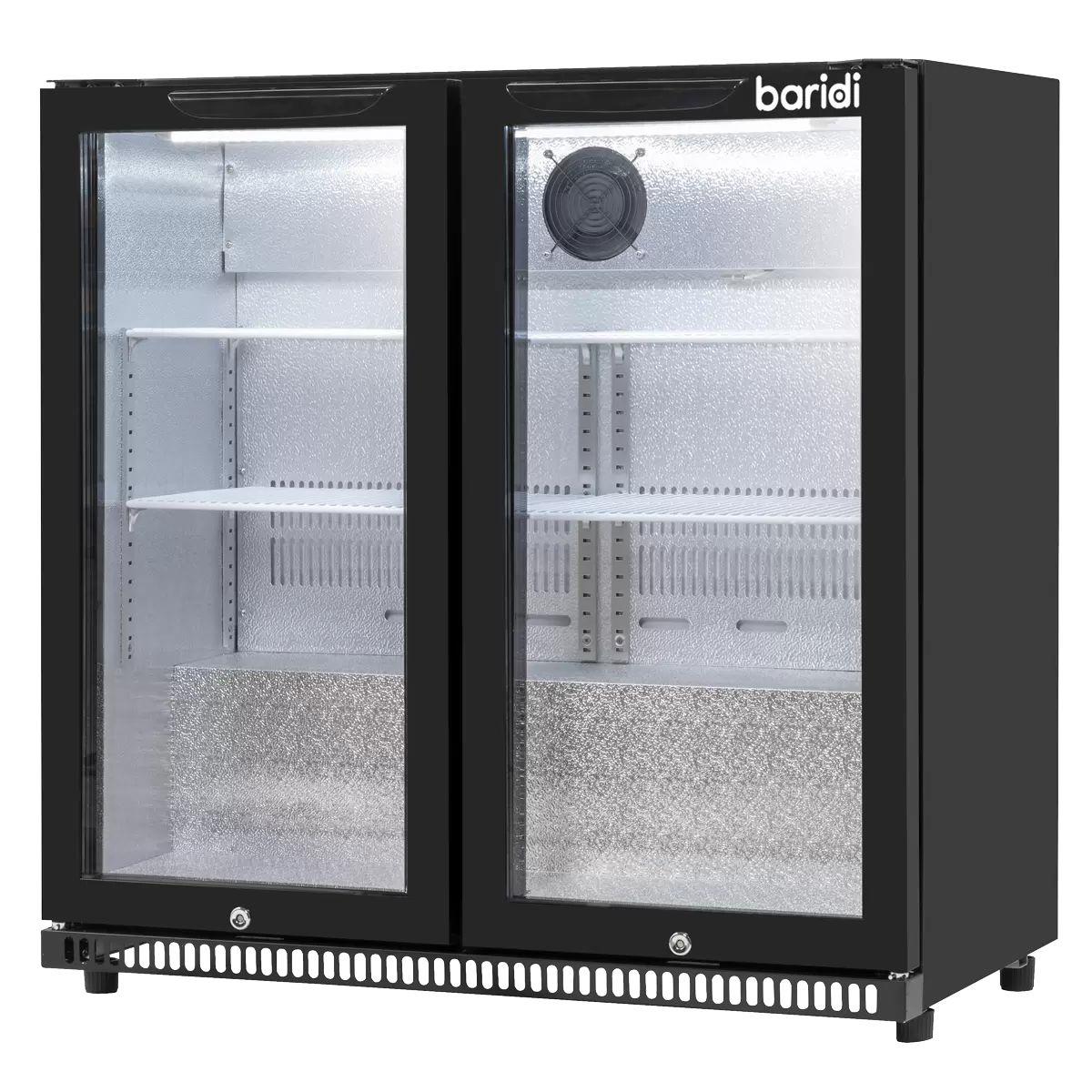 Sealey DH272 Baridi Bar Drinks Fridge/Cooler with Double Hinged Door & Security Lock 190L Black 240V