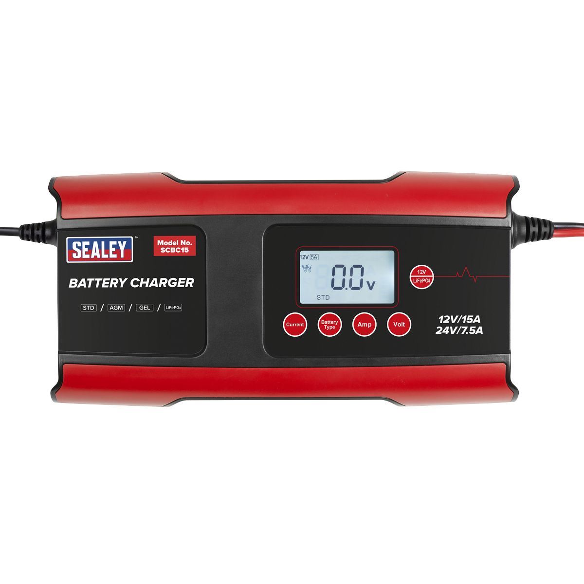 Sealey SCBC15 12/24V Compact Smart Battery Charger & Maintainer 15A
