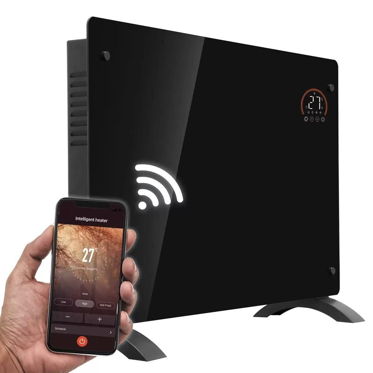 Sealey DH139 Baridi Electric Glass Panel Heater Black Remote Control & Wi-Fi 2000W