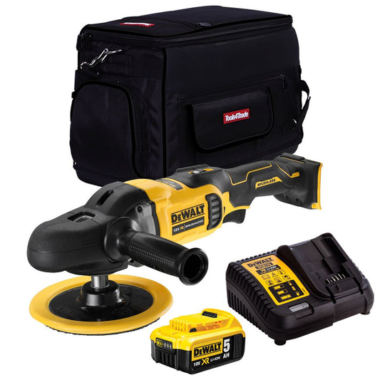 Dewalt DCM849P1 18V Brushless Rotary Polisher with 1 x 5.0Ah Battery Charger & Bag