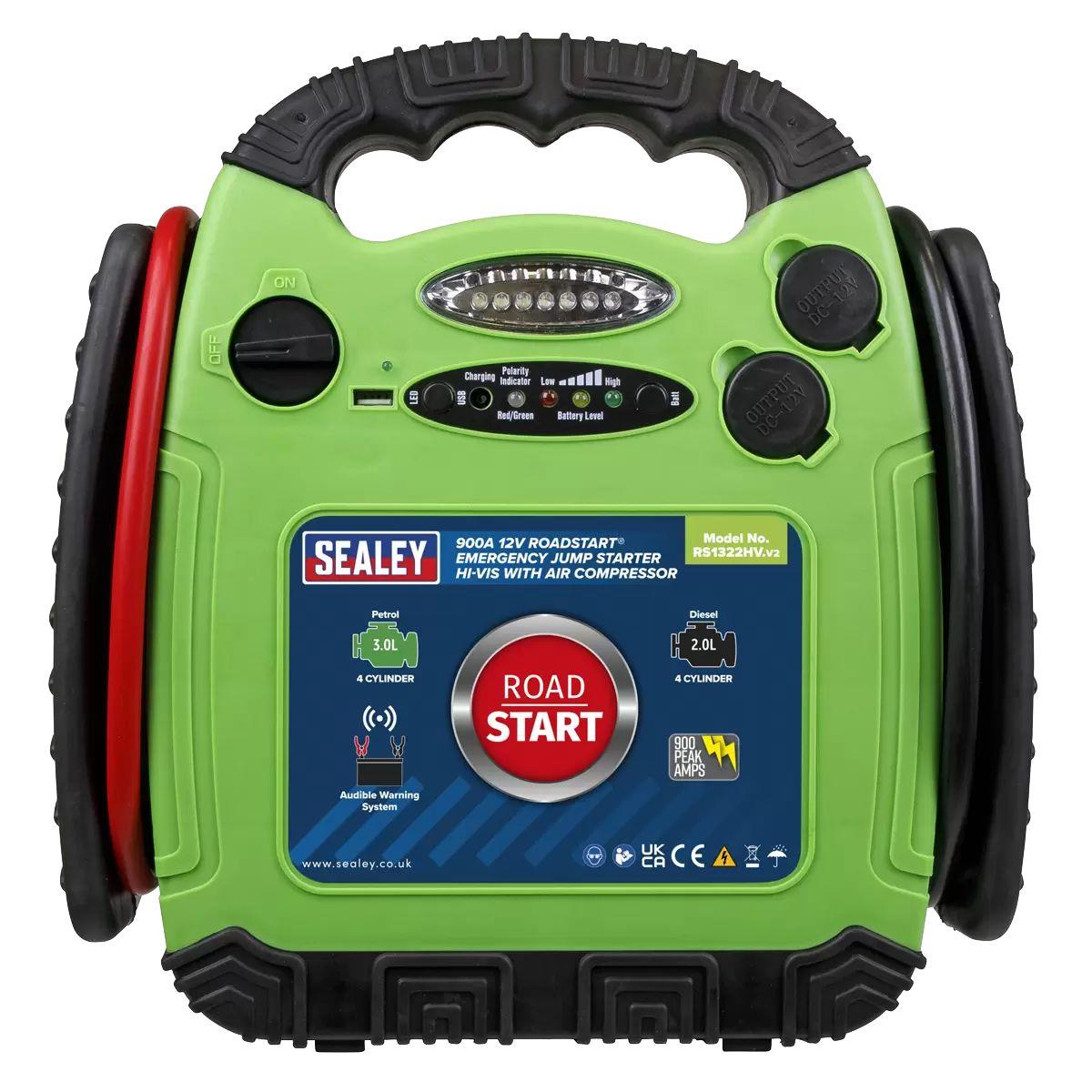 Sealey RS1322HV 12V Emergency Jump Starter with Air Compressor