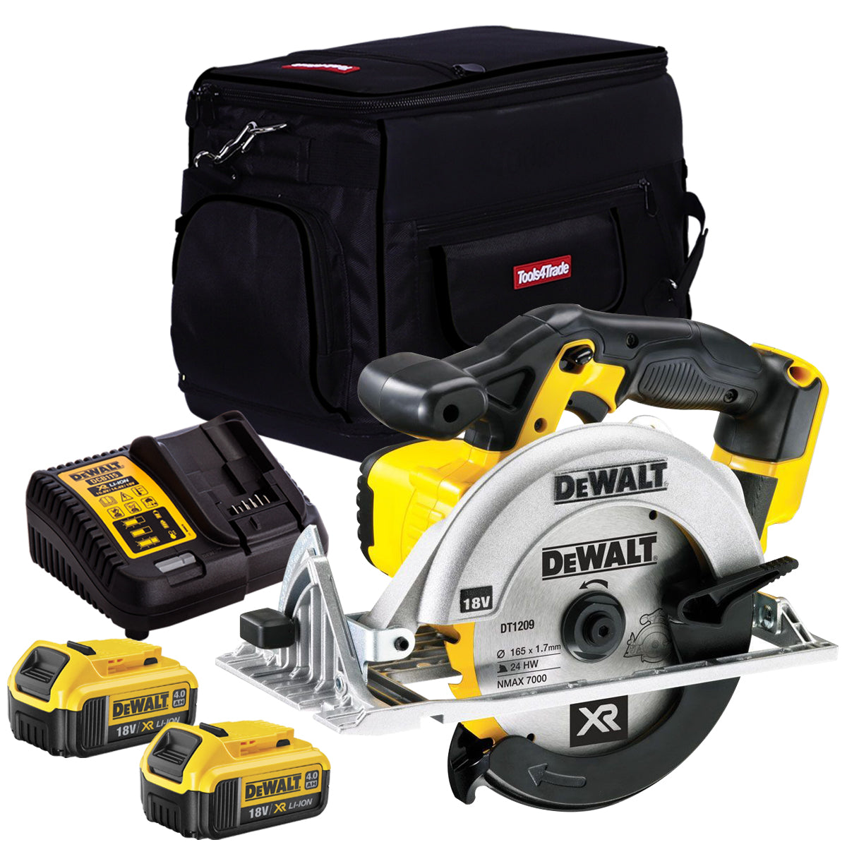 Dewalt DCS391N 18V 165mm Circular Saw with 2 x 4.0Ah Batteries & Charger in Bag