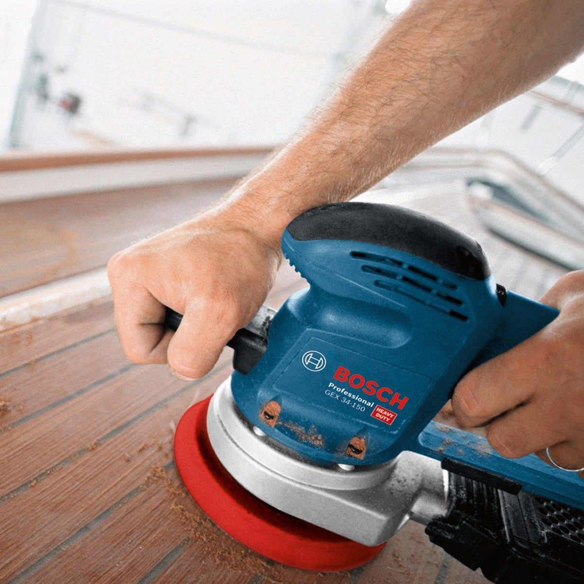 Bosch GEX 34-150 Professional Random Orbital Sander 150mm 340W/240V for Precision Finishing 0601372870