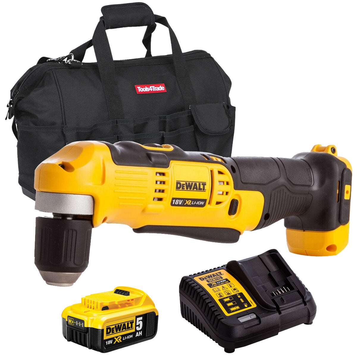 Dewalt DCD740N 18V Right Angle Drill with 1 x 5.0Ah Batteries & Charger in Bag