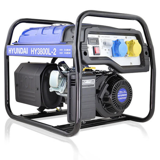Hyundai HY3800L-2 Petrol Site Open Generator with Recoil Start 3.2kW / 4kVA