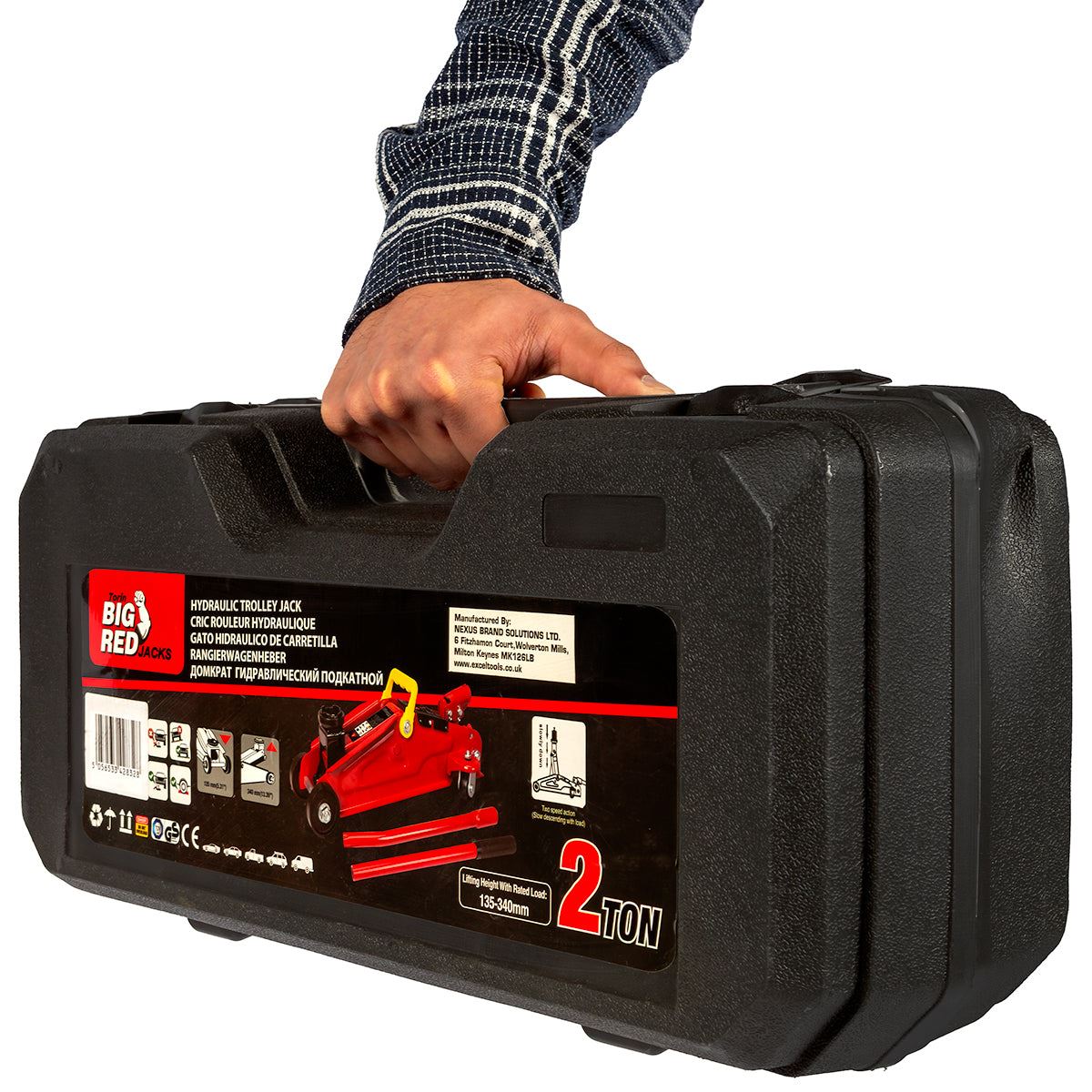 Big Red Torin 2-Ton Hydraulic Jack Low Profile Lifting Range 135-340mm with Case