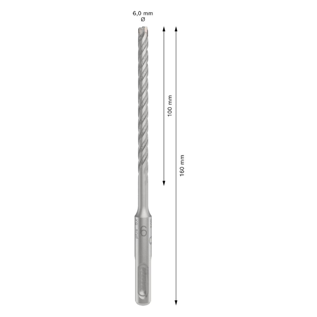 Bosch PRO SDS Plus-5X 6mm x 100mm x 160mm Hammer Drill Bit 2608833778
