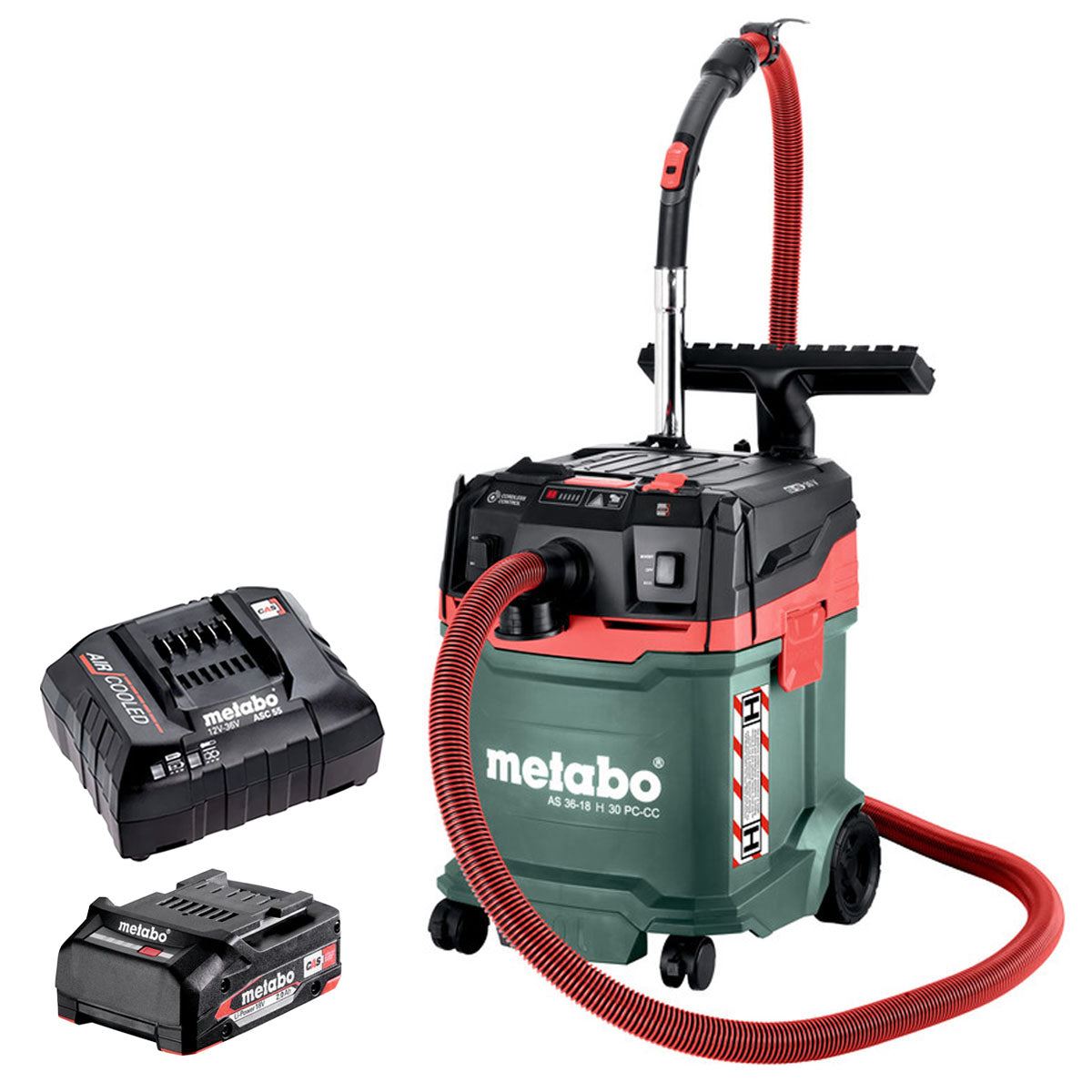 Metabo AS 36-18 H 30 PC-CC 18V H-Class Vacuum Cleaner with 1 x 2.0Ah Battery & Charger