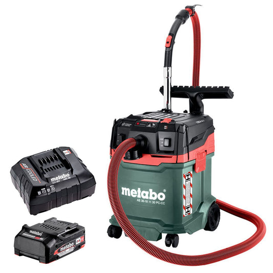 Metabo AS 36-18 H 30 PC-CC 18V H-Class Vacuum Cleaner with 1 x 2.0Ah Battery & Charger