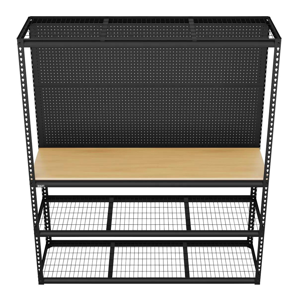 Sealey APMWB1 Heavy-Duty Modular Workbench with Racking & Pegboard 300kg Capacity Per Level