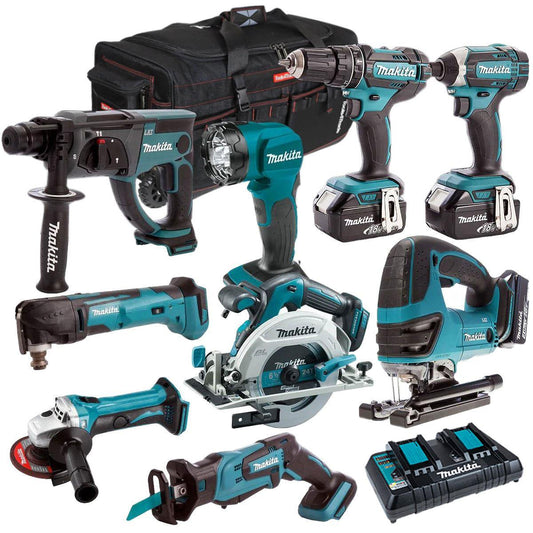 Makita 18V 9 Piece Combo Kit with 3 x 5.0Ah Batteries & Charger T4TKIT-7315
