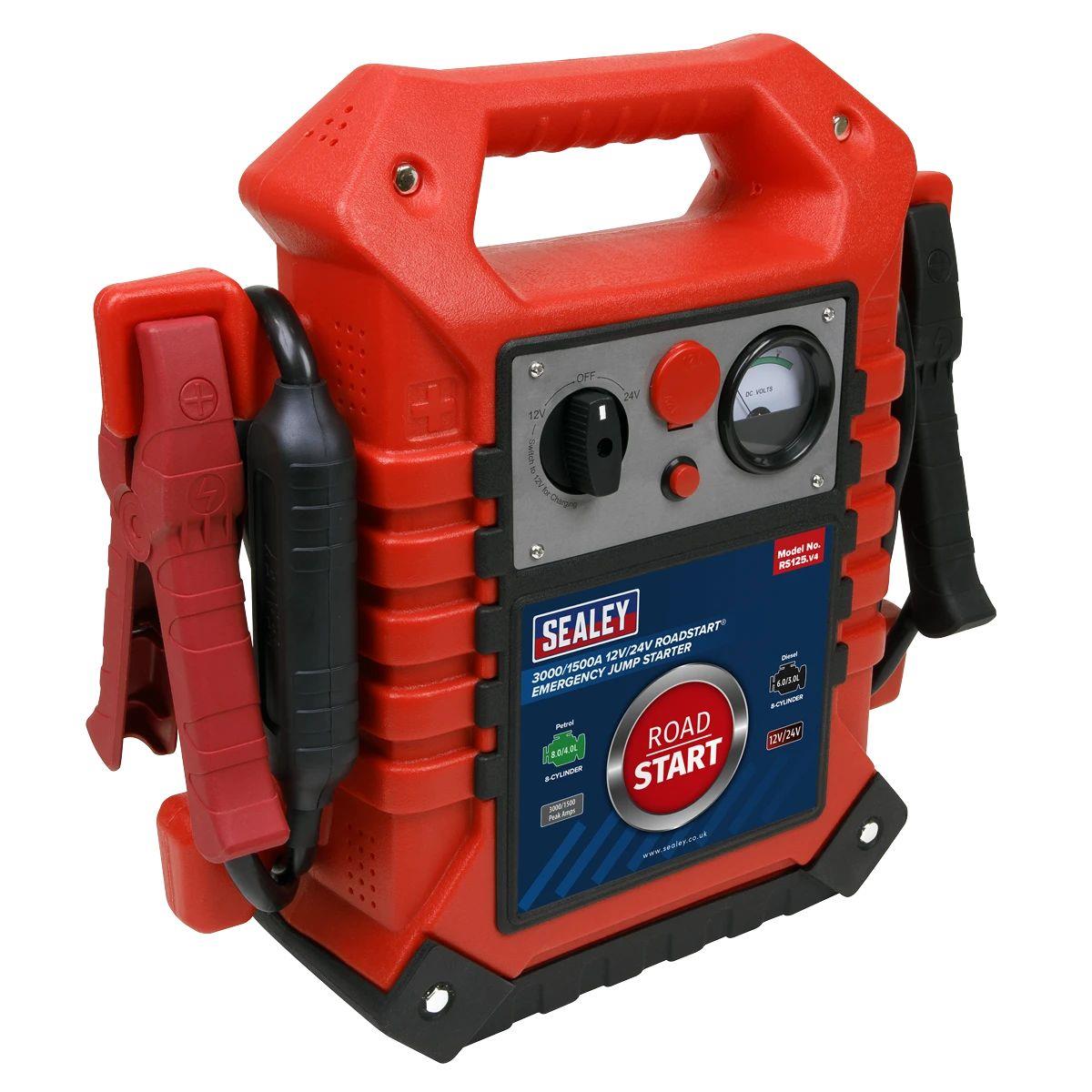 Sealey RS125 RoadStart Emergency Power Pack 12/24V 3000/1500 Peak Amps