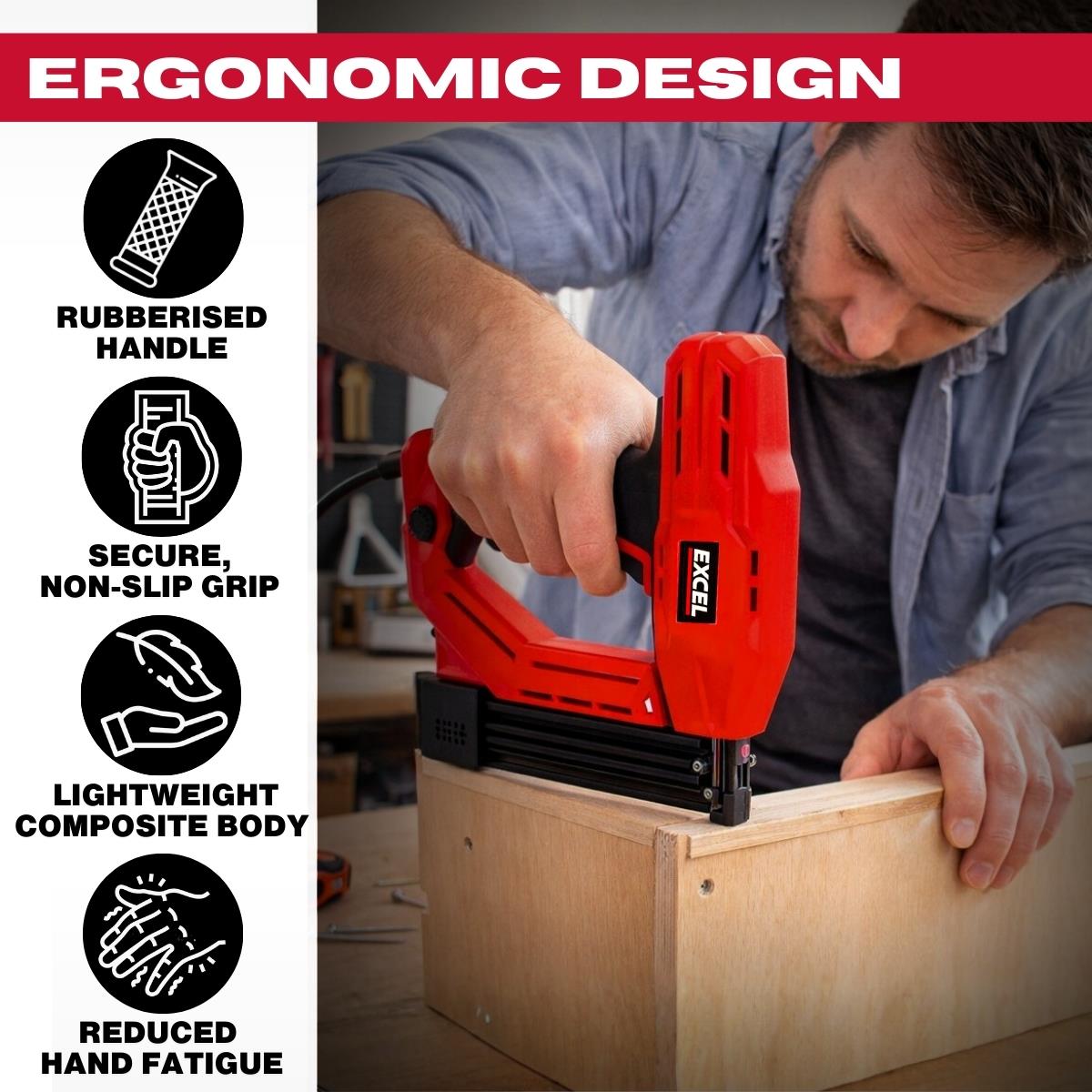 Excel 2-in-1 Electric Stapler Nailer Gun 18G Heavy Duty 240V