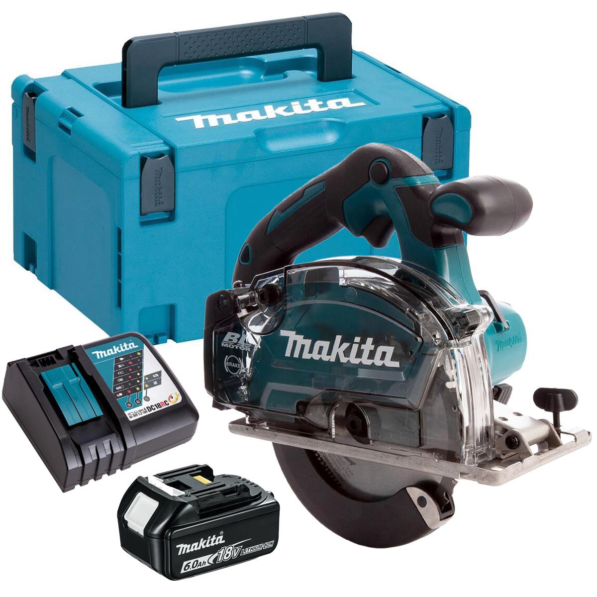 Makita DCS553ZJ 18V LXT Brushless Metal Saw With 1 x 6.0Ah Battery Charger & Case