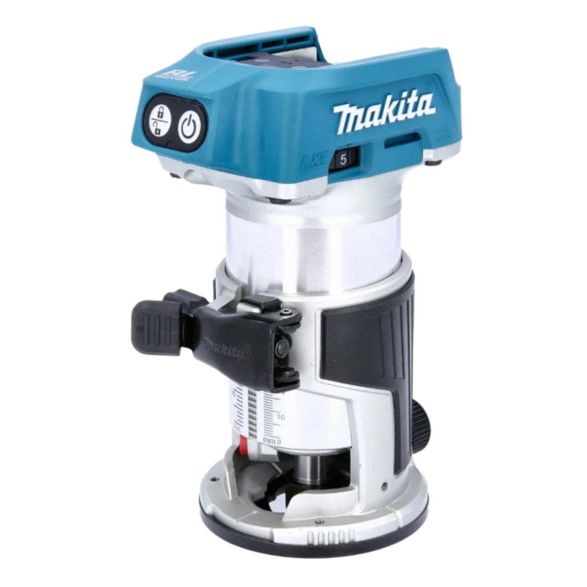 Makita DRT50RTJX2 Router Trimmer 18V LXT Cordless Brushless 6/8mm Collet Capacity 800W With 2 x 5.0Ah Batteries, Charger & Case