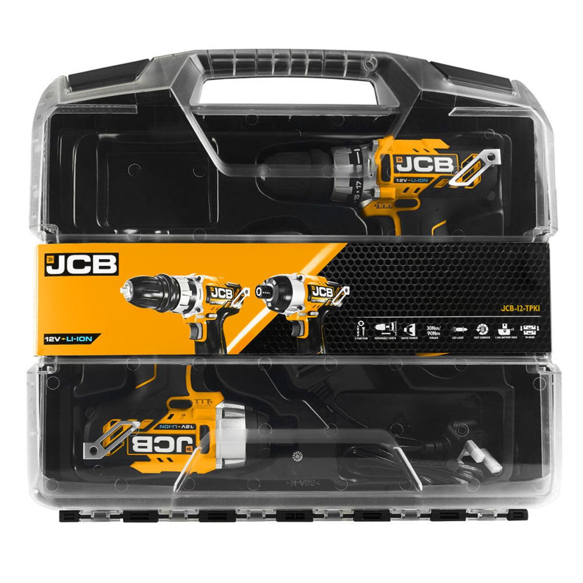JCB 21-12TPK-WB-2 12V Cordless Combi Drill and Impact Driver Twinpack with 2 x 2.0Ah Batteries & Charger in W-Boxx