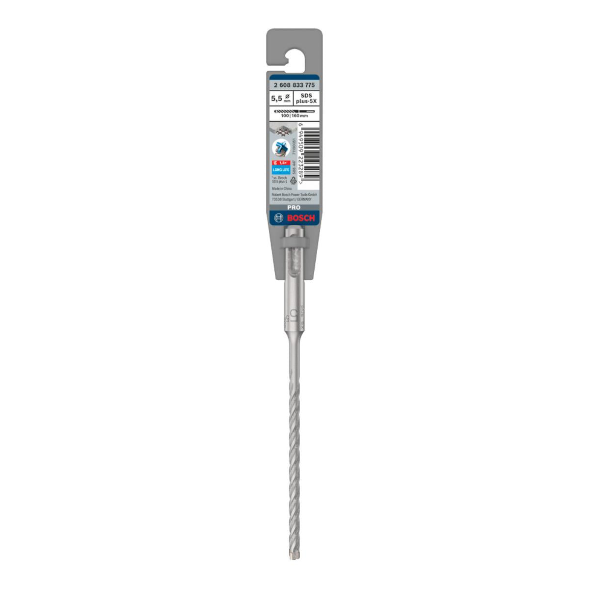 Bosch PRO SDS Plus-5X 5.5mm x 100mm x 160mm Hammer Drill Bit 2608833775