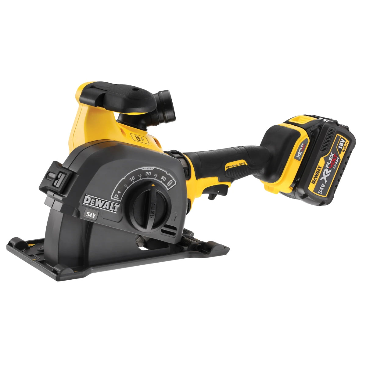 DeWalt DCG200T2 54V XR Flexvolt Brushless Wall Chaser with 2 x 6.0Ah Batteries Charger & Case