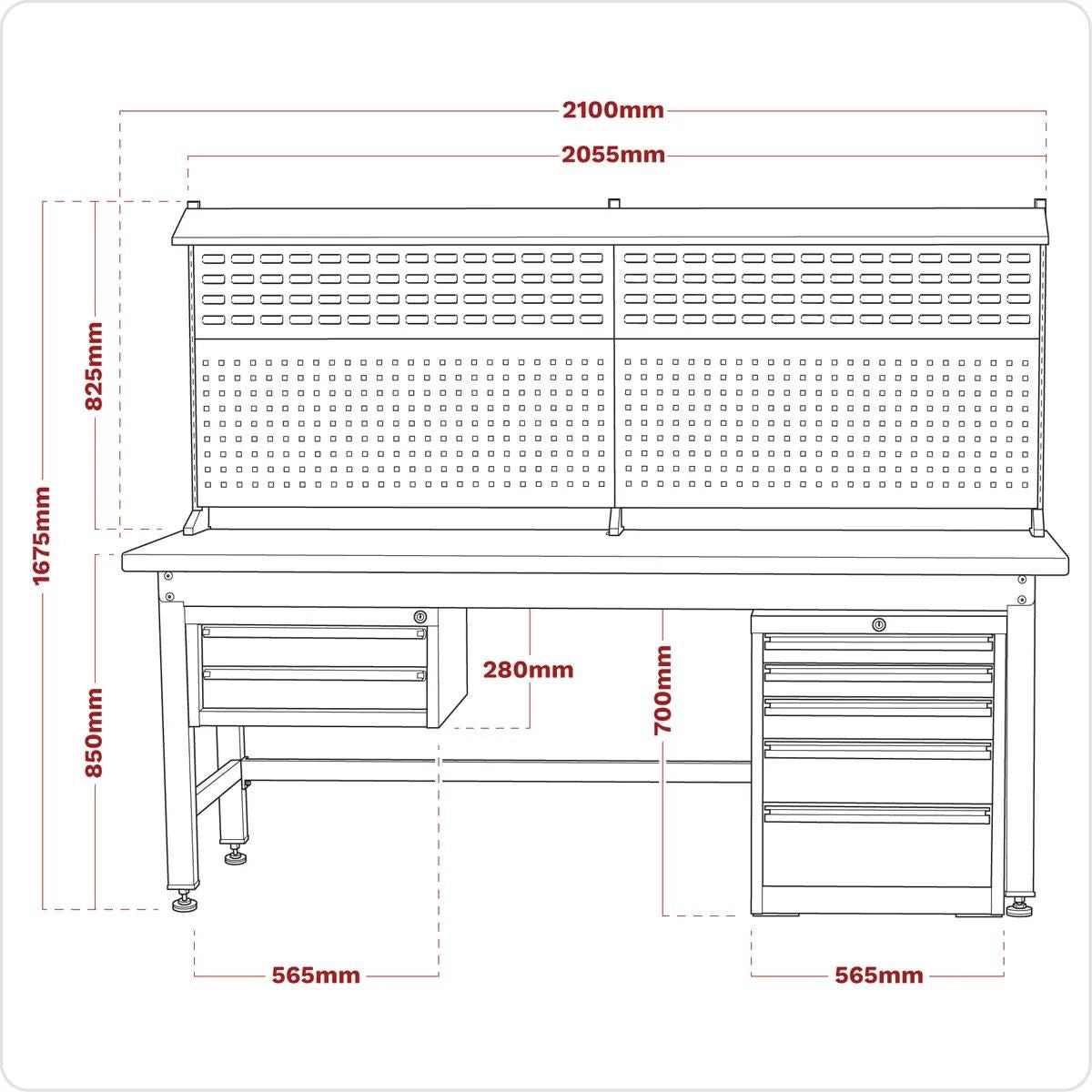 Sealey API2100COMB02 2.1m Complete Industrial Workstation Cabinet Combo