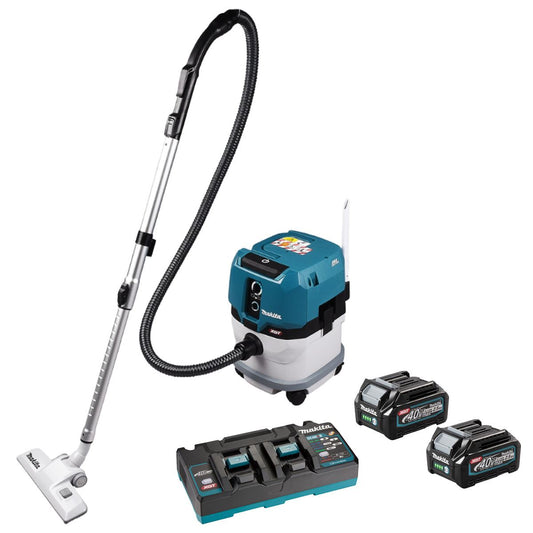 Makita VC003GLD22 40Vmax XGT Brushless L-Class Dust Extractor With 2 x 2.5Ah Battery & Charger