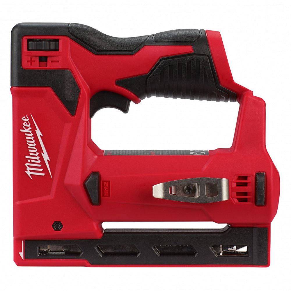 Milwaukee M12BST-0 12V Sub Compact Second Fix Stapler with 2 x 2.0Ah Batteries & Charger